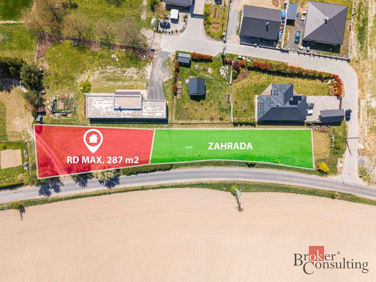 Půdorysný plán pozemku – stavební část a zahrada